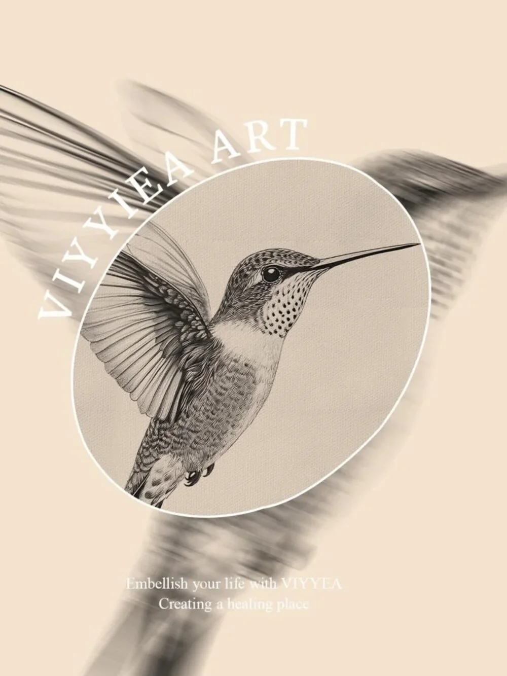 Vintage Gold Framed Hummingbird Wall Art Print – 8x10 Inch Home Decor